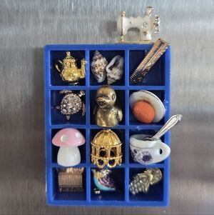 Blue Miniature Trinketshelf With Assorted Trinkets